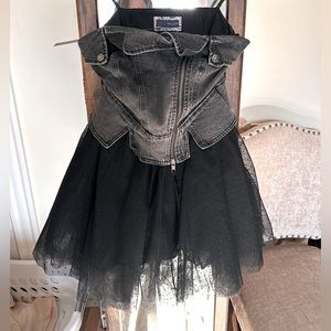 Anthropologie Pilcro Denim And Tulle Mini Dress